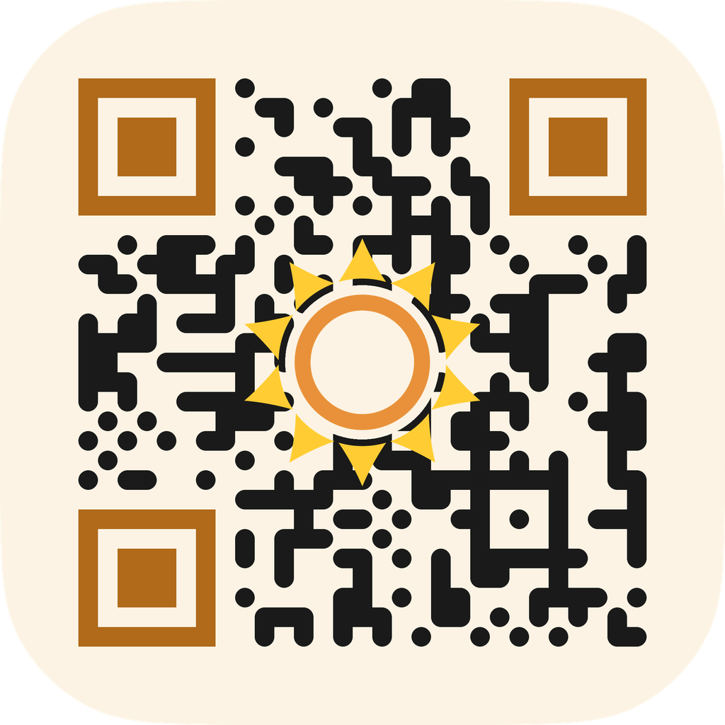 solstone QR code, cream — encodes solstone.app